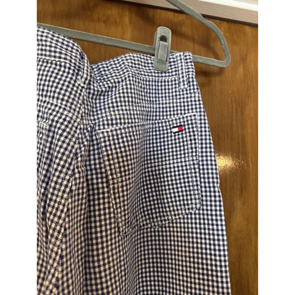 Vintage Glen Check Tommy Hilfiger Blue Checkered Size 8 Mom Jean Straight Leg